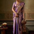 Grateful Purple Kanchivaram Silk Jacquard Work Saree for Women