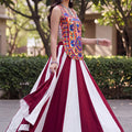 Stylish Maroon and White Rayon Embroidered Indo Western Lehenga Choli for Navratri