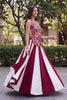 Stylish Maroon and White Rayon Embroidered Indo Western Lehenga Choli for Navratri