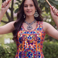 Stylish Maroon and White Rayon Embroidered Indo Western Lehenga Choli for Navratri