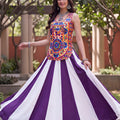 Elegant Purple and White Rayon Embroidered Indo Western Lehenga Choli for Navratri