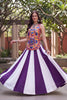 Elegant Purple and White Rayon Embroidered Indo Western Lehenga Choli for Navratri