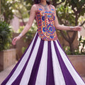 Elegant Purple and White Rayon Embroidered Indo Western Lehenga Choli for Navratri