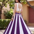 Elegant Purple and White Rayon Embroidered Indo Western Lehenga Choli for Navratri