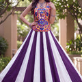 Elegant Purple and White Rayon Embroidered Indo Western Lehenga Choli for Navratri