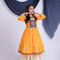 Stylish Yellow Cotton Bandhani Print Indo Western Lehenga Choli for Girls with Dupatta