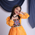 Stylish Yellow Cotton Bandhani Print Indo Western Lehenga Choli for Girls with Dupatta
