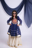 Cute Navy Blue Cotton Bandhani Print Indo Western Lehenga Choli for Girls with Dupatta