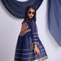Cute Navy Blue Cotton Bandhani Print Indo Western Lehenga Choli for Girls with Dupatta