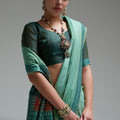 Refreshing Mint Green Soft Jamdani Cotton Saree Printed Work for Women