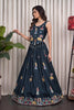 Elegant Dark Teal Green Vichitra Silk Embroidered Indo Western Navratri Lehenga Choli for Women