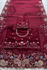 Elegant Wine Soft Tabby Silk Embroidery Cutwork Saree for Women