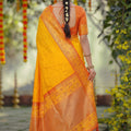 Vibrant Yellow Silk Jacquard Work Saree for Women