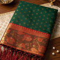 Elegant Dark Green Silk Jacquard Work Saree Border for Women