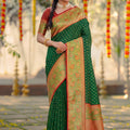 Elegant Dark Green Silk Jacquard Work Saree Border for Women
