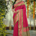 Beautiful Rani Pink Silk Jacquard Work Saree for Women