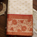 Stylish Cream Silk Jacquard Work Saree for Women