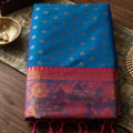 Royal Teal Blue Silk Jacquard Work Saree for Women