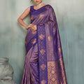 Royal Purple Silk Jacquard Woven Zari Saree for Women