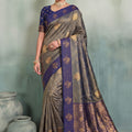 Stylish Grey Silk Jacquard Woven Zari Saree for Women