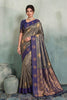 Stylish Grey Silk Jacquard Woven Zari Saree for Women
