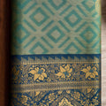 Wonderful Blue Silk Jacquard Zari Woven Saree for Women