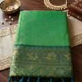 Graceful Emerald Green Silk Jacquard Zari Woven Saree for Women