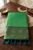 Graceful Emerald Green Silk Jacquard Zari Woven Saree for Women