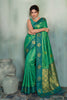 Graceful Emerald Green Silk Jacquard Zari Woven Saree for Women