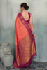 Stunning Peach Pink Silk Jacquard Zari Woven Saree for Women