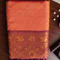 Stunning Peach Pink Silk Jacquard Zari Woven Saree for Women