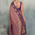 Beautiful Mauve Silk Jacquard Zari Woven Saree for Women