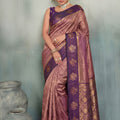 Beautiful Mauve Silk Jacquard Zari Woven Saree for Women