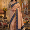 Elegant Peach Tissue Silk Weaving Work Saree for Women