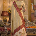 Stylish Cream Tissue Silk Weaving Work Saree for Women