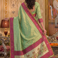 Grateful Mint Green Tissue Silk Weaving Work Saree for Women