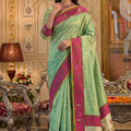 Grateful Mint Green Tissue Silk Weaving Work Saree for Women