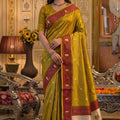 Royal Mustard Yellow Tissue Silk Weaving Work Saree for Women