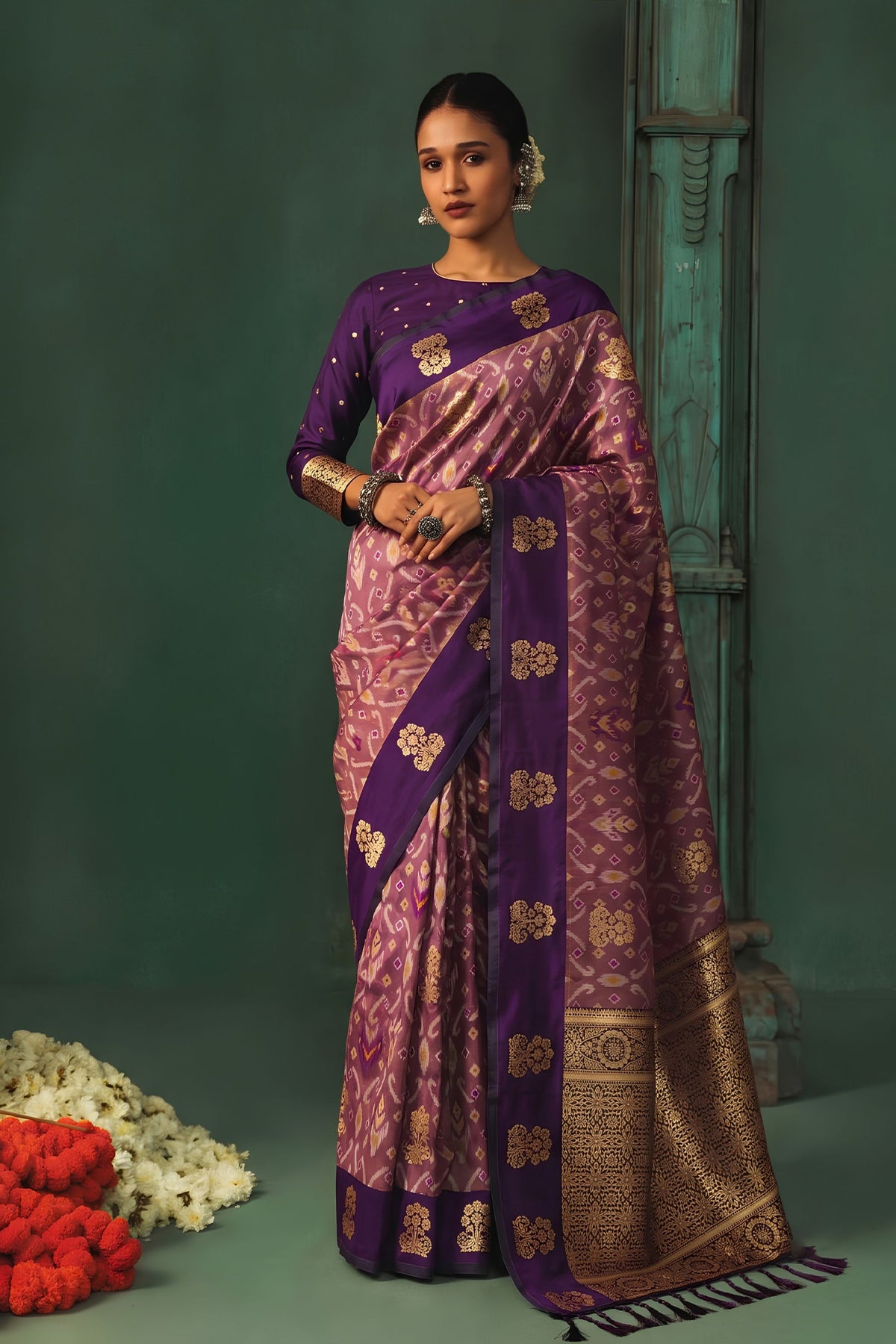 Elegant Purple Silk Jacquard Work Saree for Women