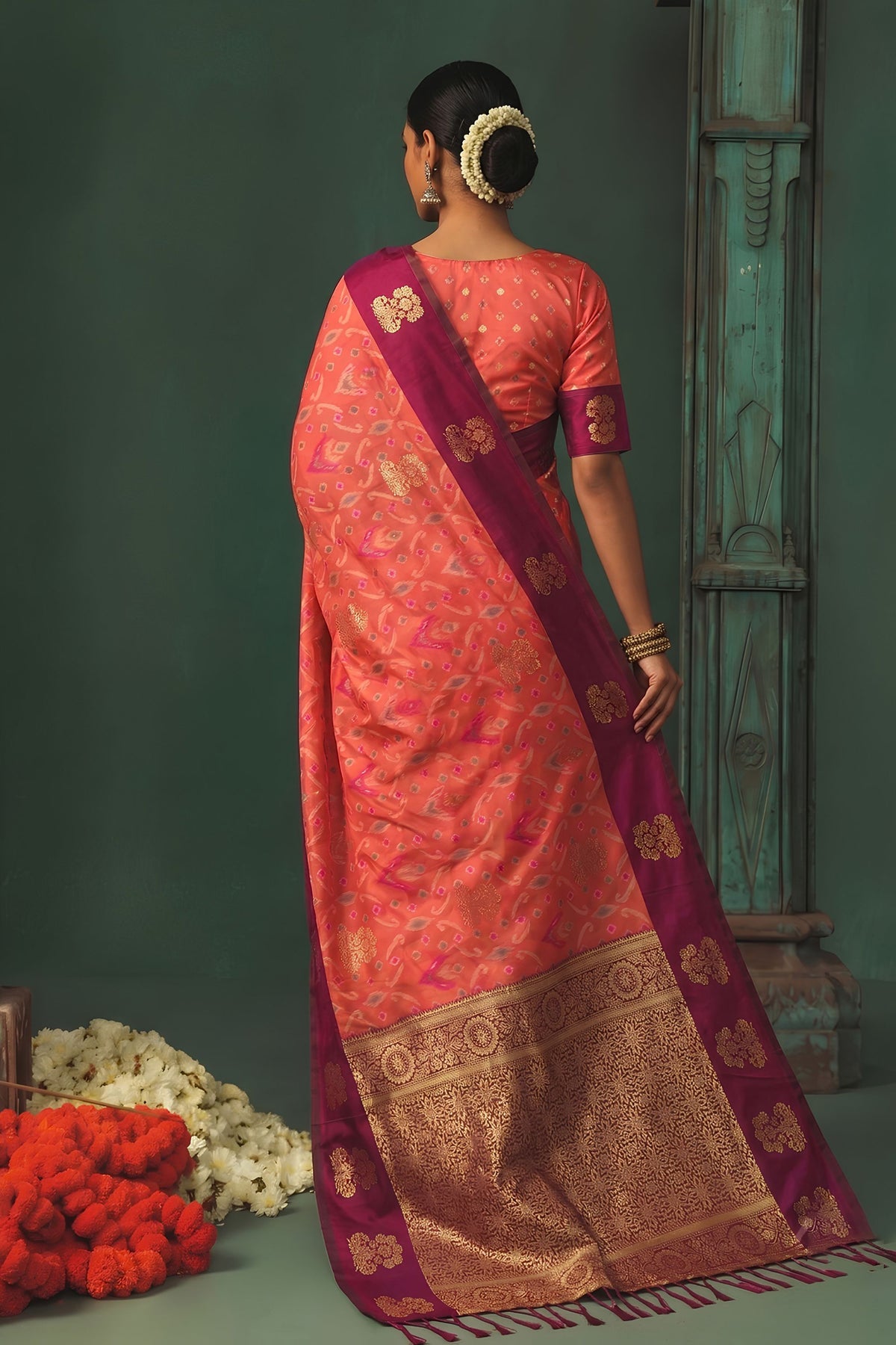 Beautiful Pink Silk Jacquard Work Saree for Women