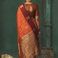 Premium Rust Orange Silk Jacquard Work Saree for Women