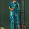 Royal Sky Blue Silk Jacquard Work Saree for Women