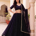 Elegant Black Georgette Leheriya Print Designer Lehenga Choli with Dupatta for Women