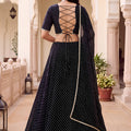 Elegant Black Georgette Leheriya Print Designer Lehenga Choli with Dupatta for Women