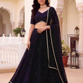 Elegant Black Georgette Leheriya Print Designer Lehenga Choli with Dupatta for Women