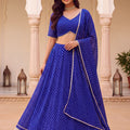 Stunning Royal Blue Georgette Leheriya Print Designer Lehenga Choli with Dupatta for Women