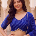 Stunning Royal Blue Georgette Leheriya Print Designer Lehenga Choli with Dupatta for Women