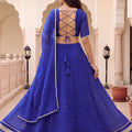 Stunning Royal Blue Georgette Leheriya Print Designer Lehenga Choli with Dupatta for Women