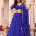 Stunning Royal Blue Georgette Leheriya Print Designer Lehenga Choli with Dupatta for Women