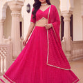 Lovely Rani Pink Georgette Leheriya Print Designer Lehenga Choli with Dupatta for Women
